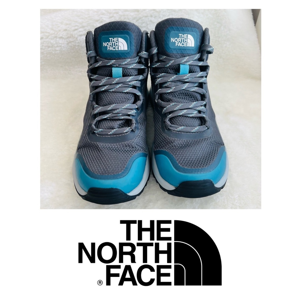 The North Face Women's Gray and Teal Hiking Sneakers